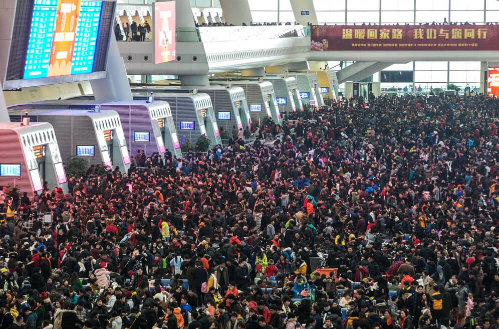 Train station in Guangzhou, China during the Chinese new year