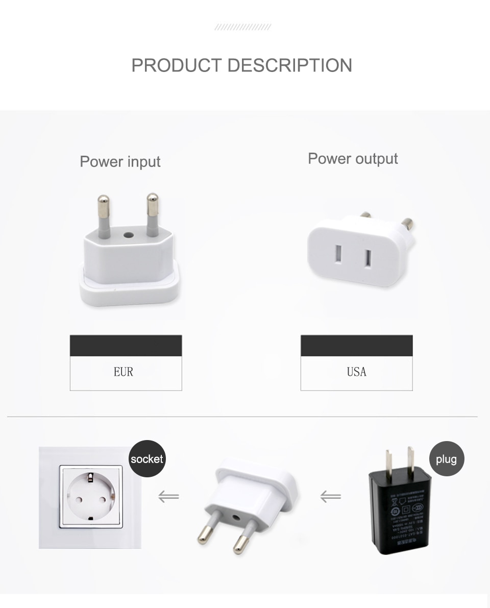 4.8mm USA to the EU conversion plug Adaptor With Security door AC Power Adapter Mobile Phone Travel Wall Charge Power Adapter (6)