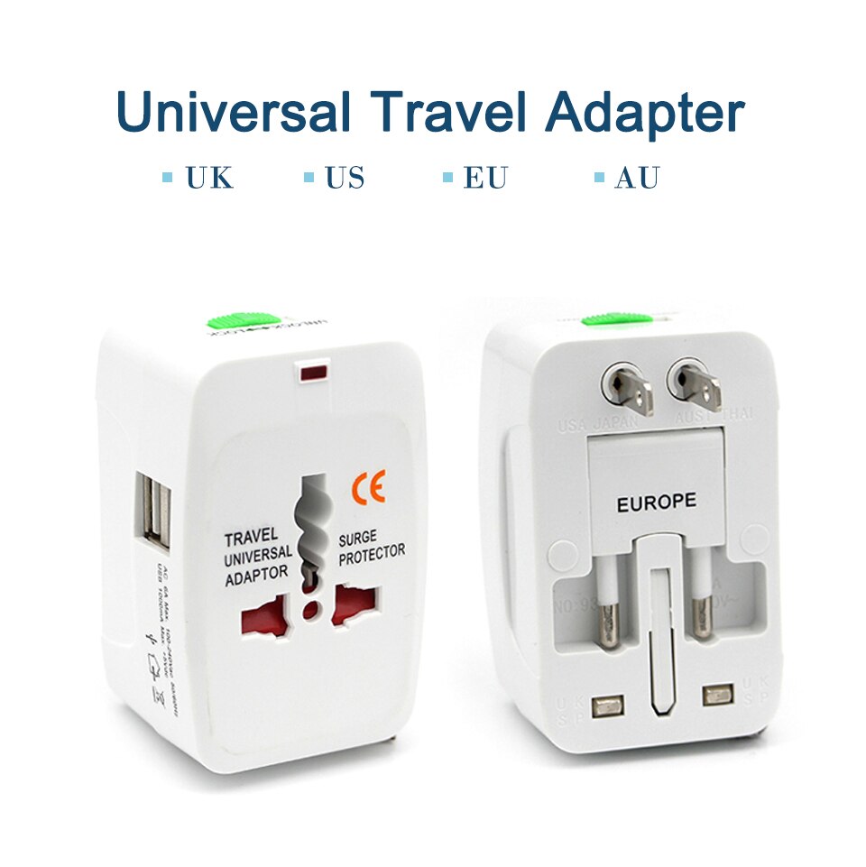 Universal Worldwide Adapter Electric Socket AU UK US EU Plug Adaptor Travel Wall Charger AC Power Option 2 USB Charging Port (1)