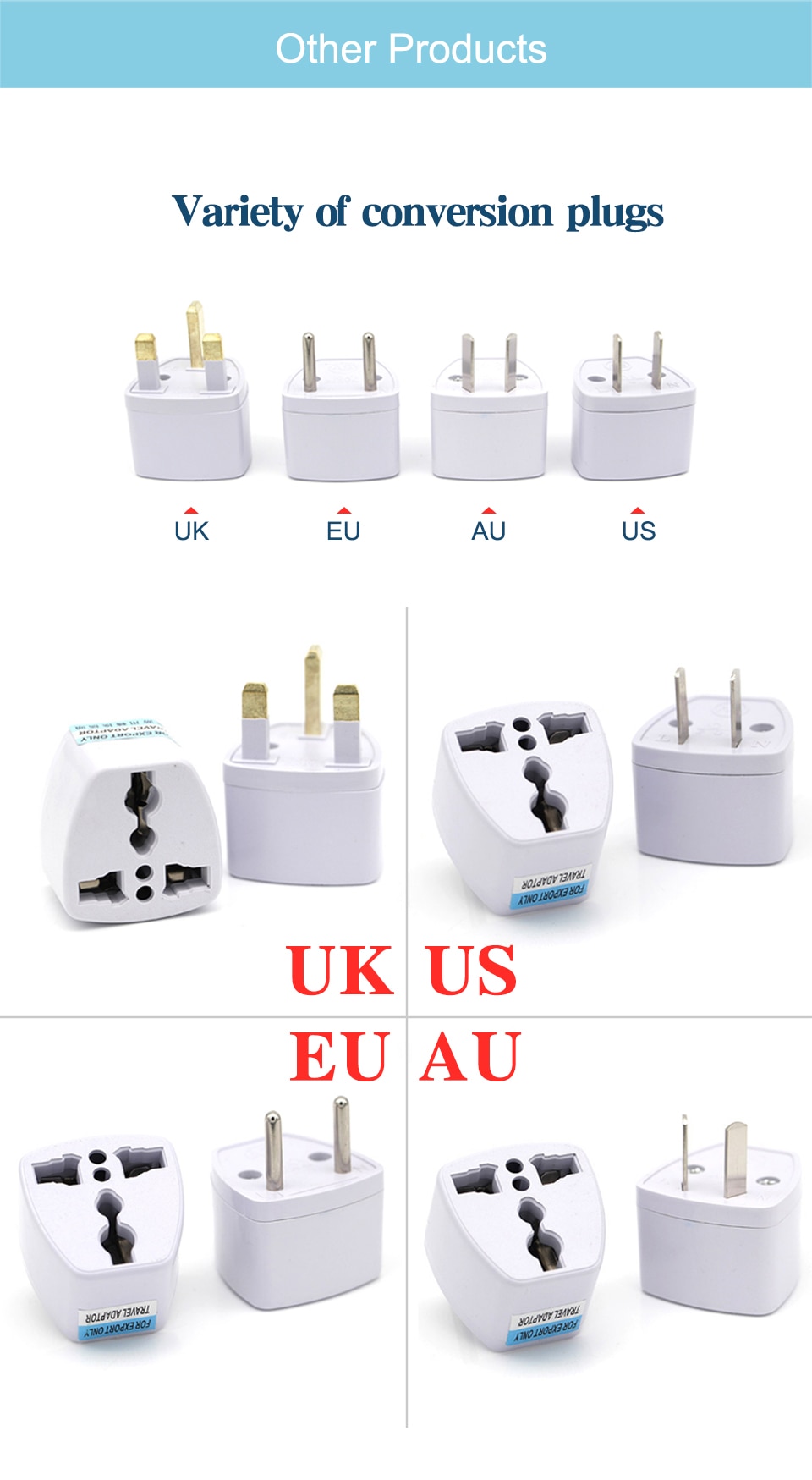 Universal Worldwide Adapter Electric Socket AU UK US EU Plug Adaptor Travel Wall Charger AC Power Option 2 USB Charging Port (6)
