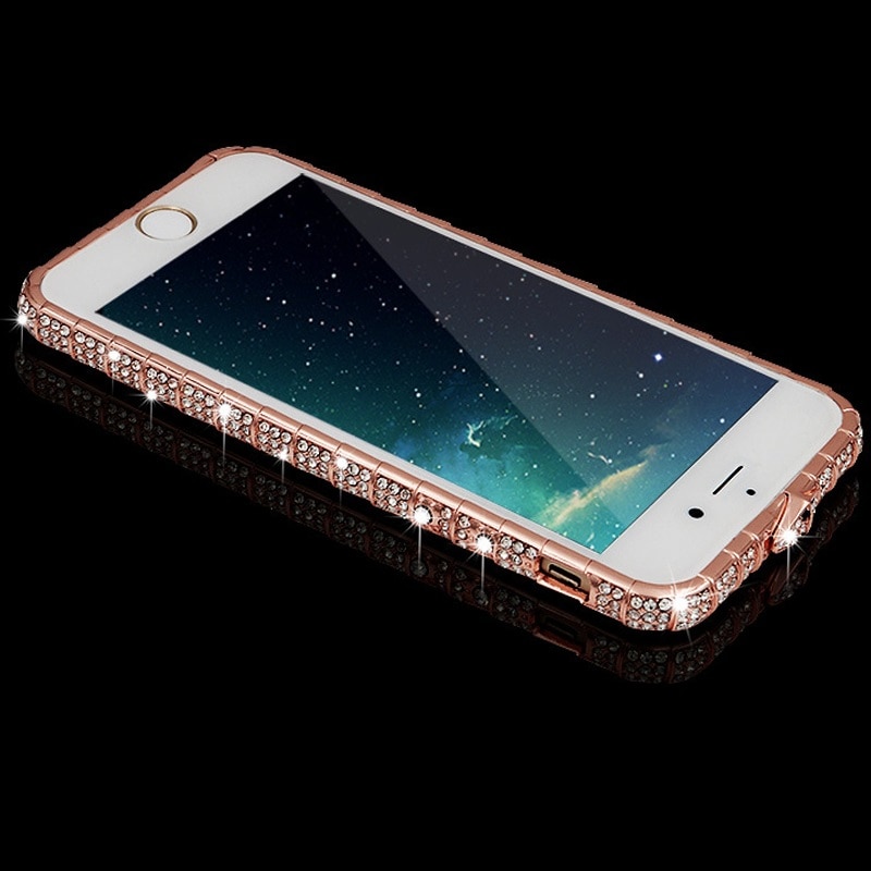 Luxuy Diamond Bumper on For iPhone XS Max XR 6 6S 7 8 Plus Metal Snake Buckle Frame Capa Glitter Crystal Rhinestone Phone Case (6)