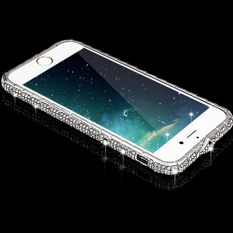 Luxuy Diamond Bumper on For iPhone XS Max XR 6 6S 7 8 Plus Metal Snake Buckle Frame Capa Glitter Crystal Rhinestone Phone Case (7)