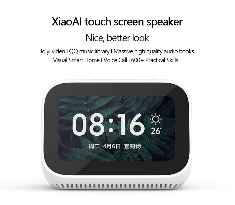 Original Xiaomi AI Touch Screen Bluetooth 5.0 Speaker Digital Display Alarm Clock WiFi Smart Connection Speaker Mi speaker (2)