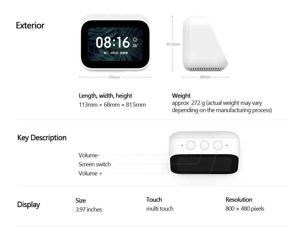 Original Xiaomi AI Touch Screen Bluetooth 5.0 Speaker Digital Display Alarm Clock WiFi Smart Connection Speaker Mi speaker (17)