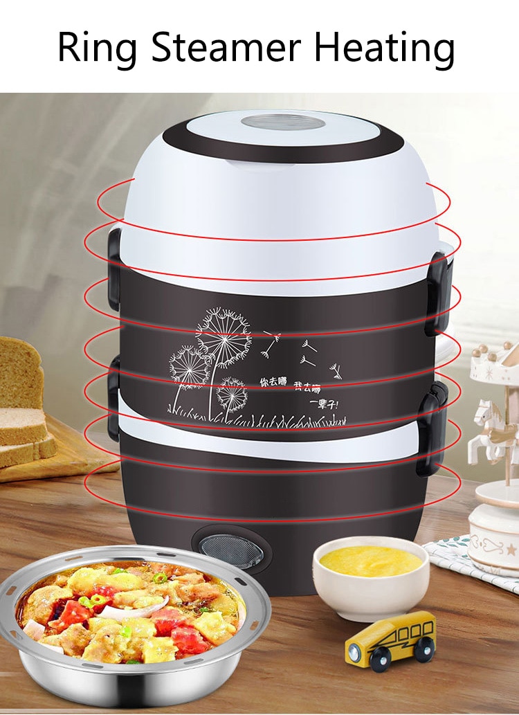 Electric Lunch Box Portable Food Warmer Mini Rice Cooker Food Heater(Double  Layer)