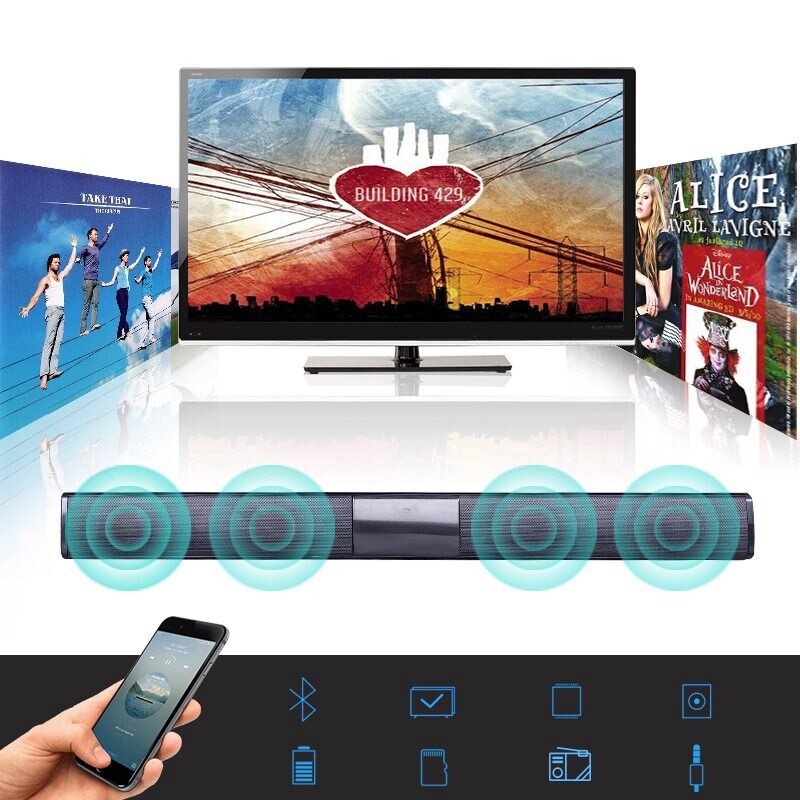 VTIN BS28B Wireless Bluetooth Soundbar Speaker TV Home Theater Soundbar Subwoofer with RCA 3D Stereo Surround Sound Speaker      (24)