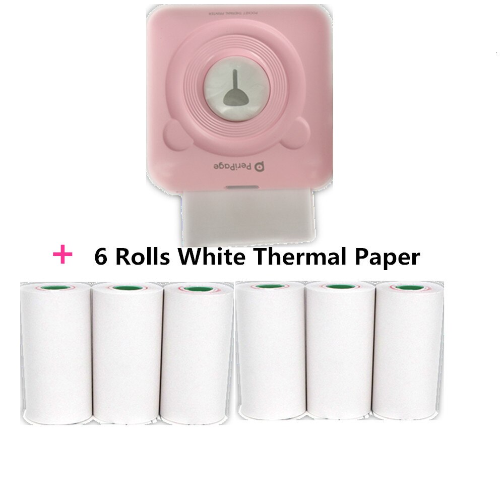 2019 peripage 300dpi resolutions pocket portable photo printers 6 rolls color thermal paper white