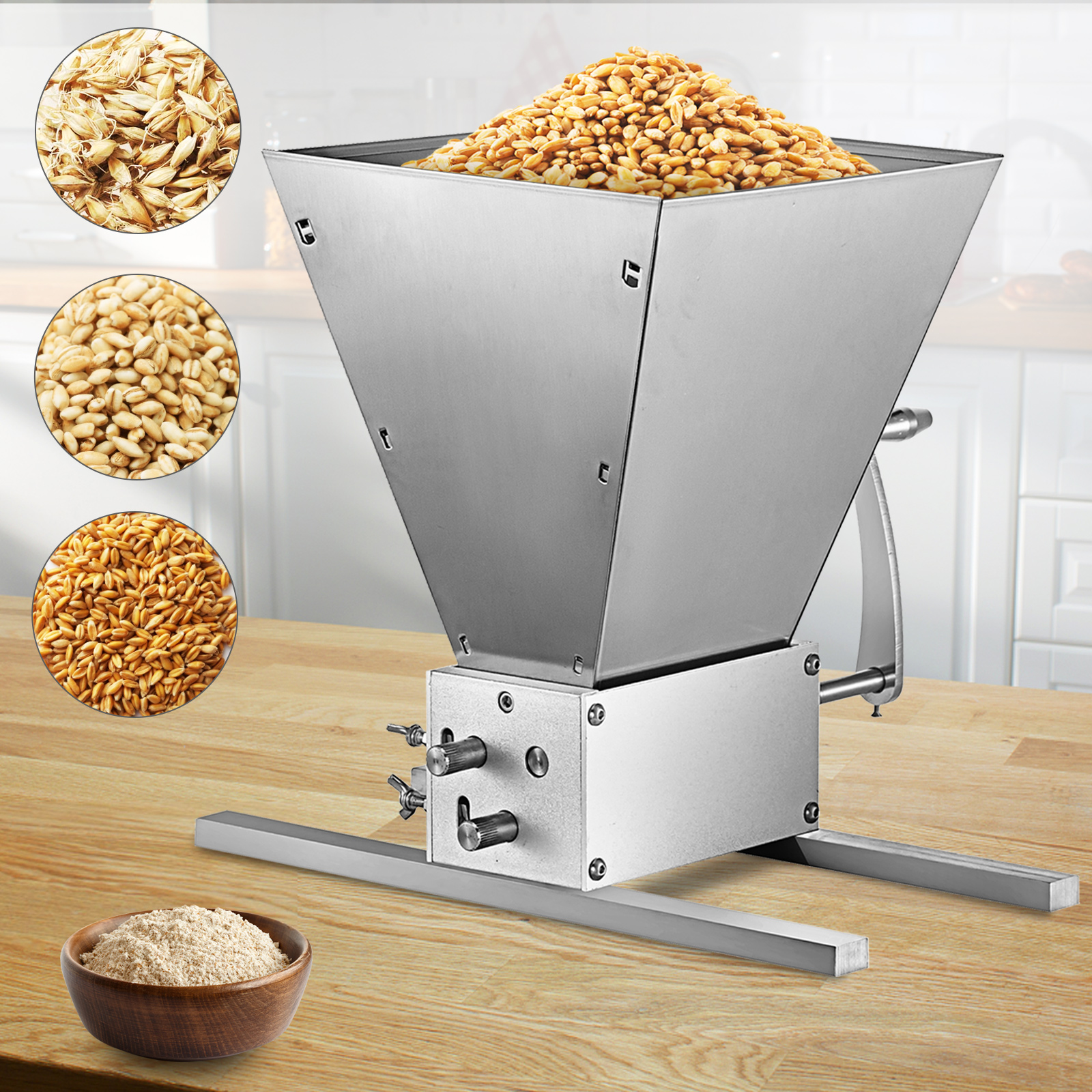 VEVOR Stainless 2-Roller 3-Roller Manual Grain Mill Grinder Barley ...