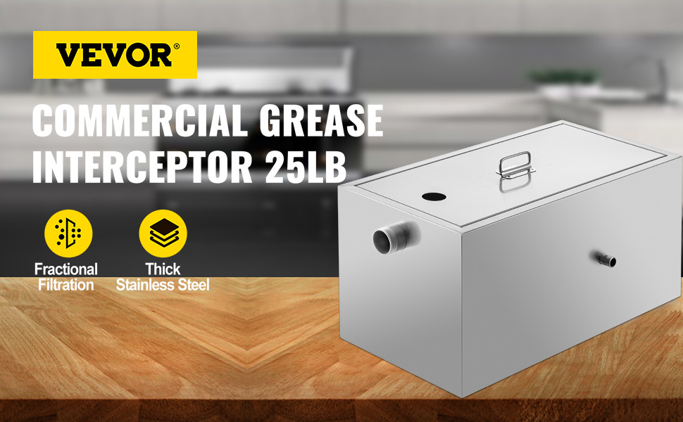 Commercial Grease Interceptor,25 LB,13 GPM,Stainless Steel