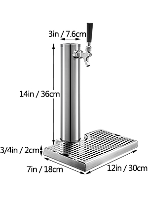 Beer Tower with Drip Tray,Stainless Steel,Single Faucet