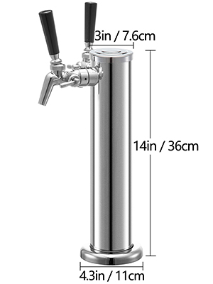Beer Tower,Stainless Steel,Double Adjustable Brass Faucet