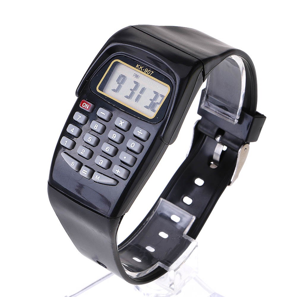 Handheld Pocket Calculator Watch Unsex Silicone Multi-Purpose Date Time  kids Electronic Wrist Calculator Watch Exam Tool