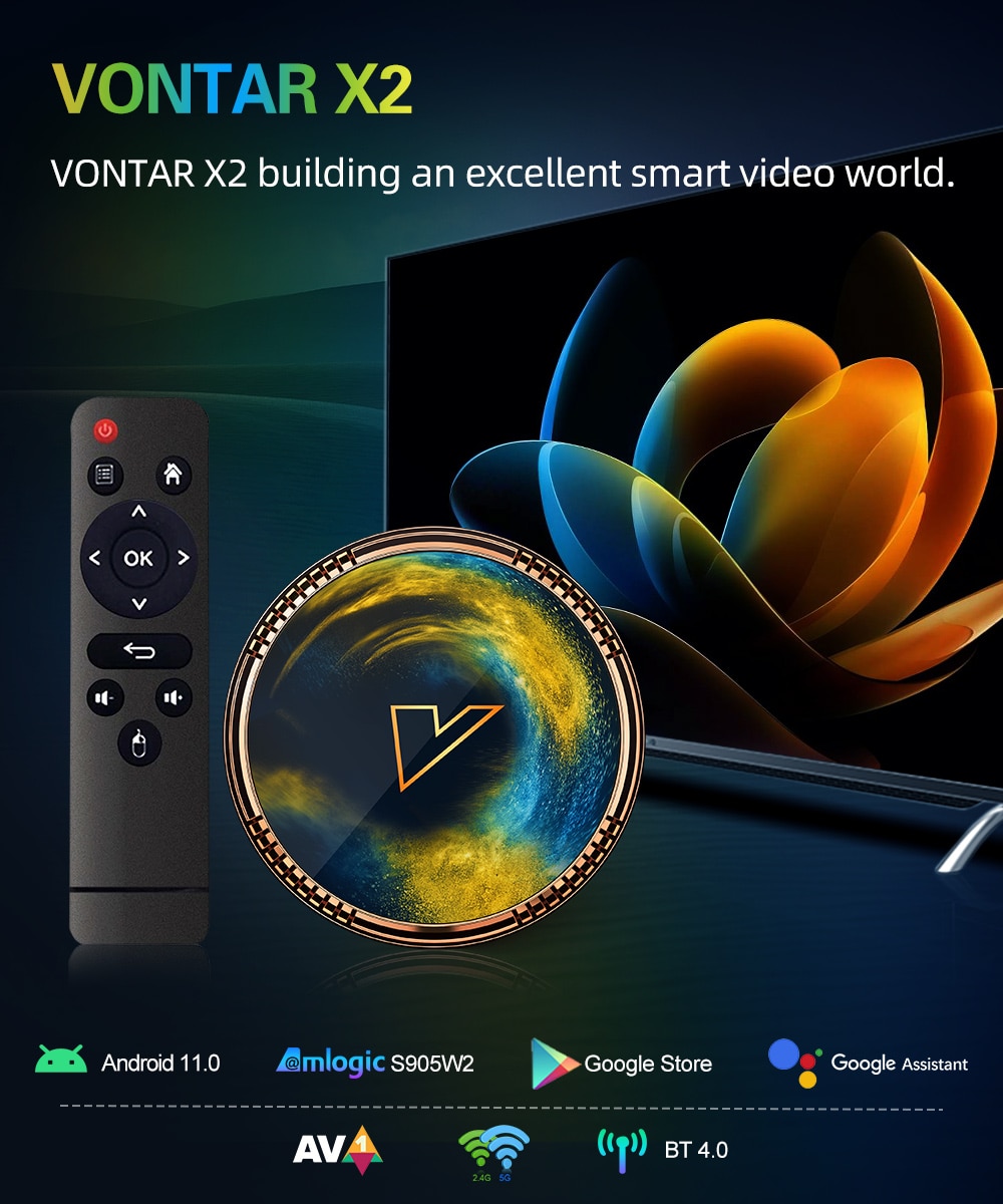 VONTAR X4 Android 11.0 TV Box Amlogic S905X4 4GB 128GB 1000M Dual Wifi 4K  60fps AV1 Google Player  Media Player 32GB 64GB