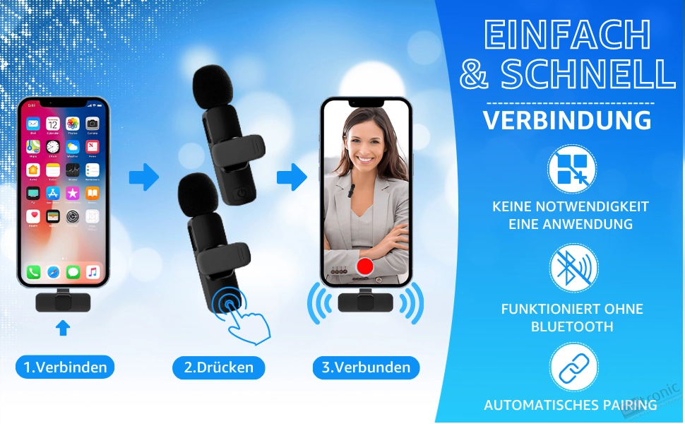 Einfach und schnell zu bedienen, automatische Verbindung ohne App und ohne Bluetooth