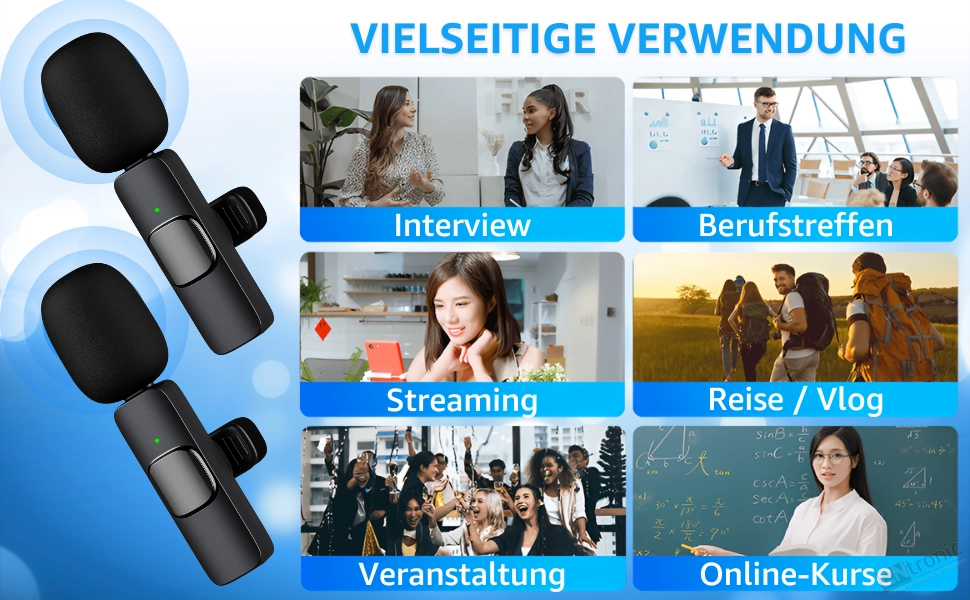 Vielseitiger Einsatz, Besprechung, Interview, Streaming, Reise, Vlog, Online-Kurs, Veranstaltung