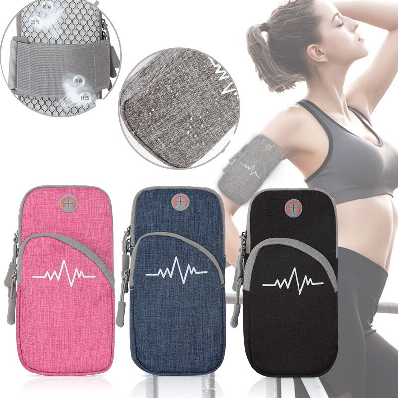 Double Pocket Sports Running Arm Band Bag Case Phone Wallet Holder Outdoor Pouch On Hand Gym Cover For IPhone 11 Pro Max Samsung
