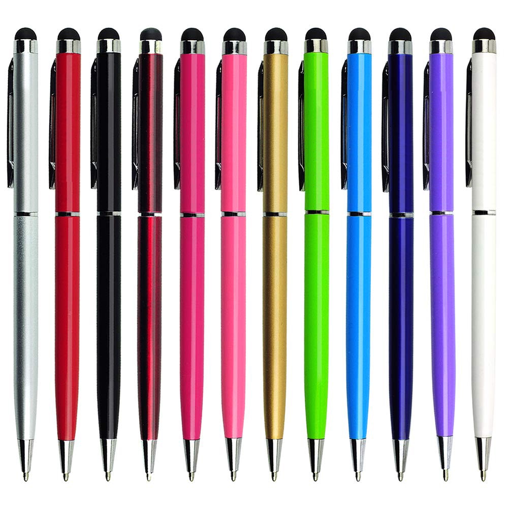 10 pcs 2 In 1 Capacitive Pen Metal Coloful Touch Screen Pen Stylus Pens + Ballpoint Pen for Smart Phone Ipad Tablet