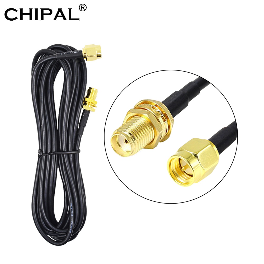 CHIPAL 6M 9M RG174 SMA Male to Female Extension Cable Copper Feeder Wire for Coax Coaxial Wi-Fi WiFi Network Card Router Antenna