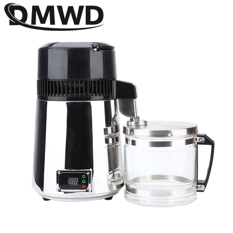 DMWD Pure Water Distiller 304 Stainless Steel Distilled Water Machine Dispenser Filter 4L Dental Distillation Purifier 110V 220V