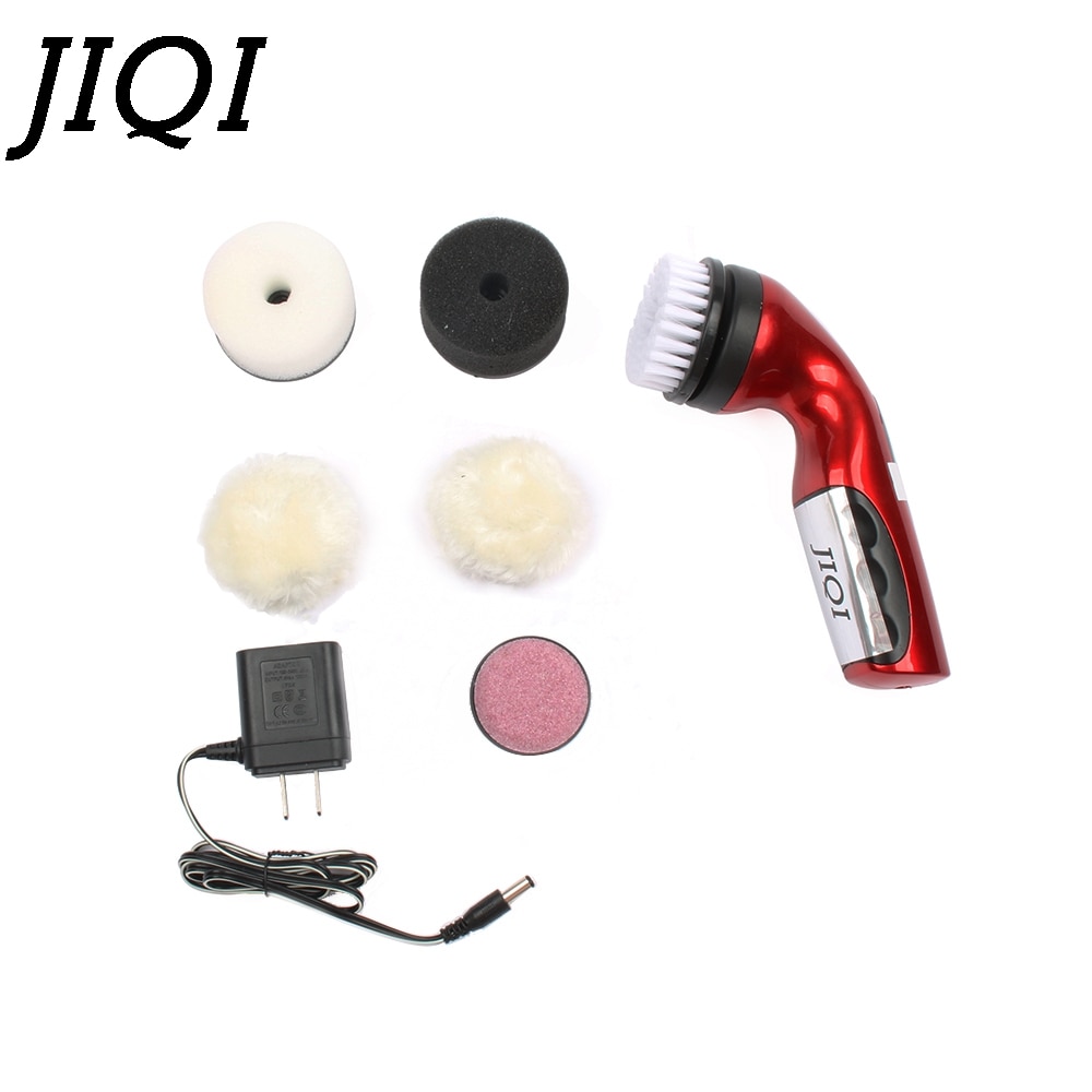 JIQI Electric Shoe Brush Shine Polisher Shoes Leather Care Polishing Cleaner Handheld Rechargeable Foot Skin Remover 110V 220V