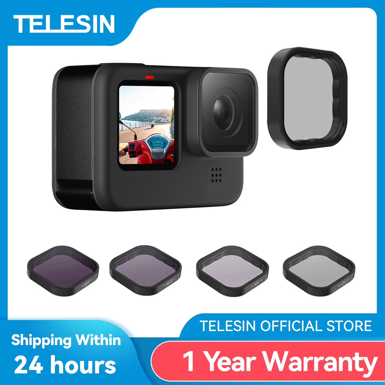 TELESIN ND8 ND16 ND32 CPL Lens Filter Set Aluminium Alloy Frame for GoPro Hero 9 10 11 Black Action Camera ND CPL Lens