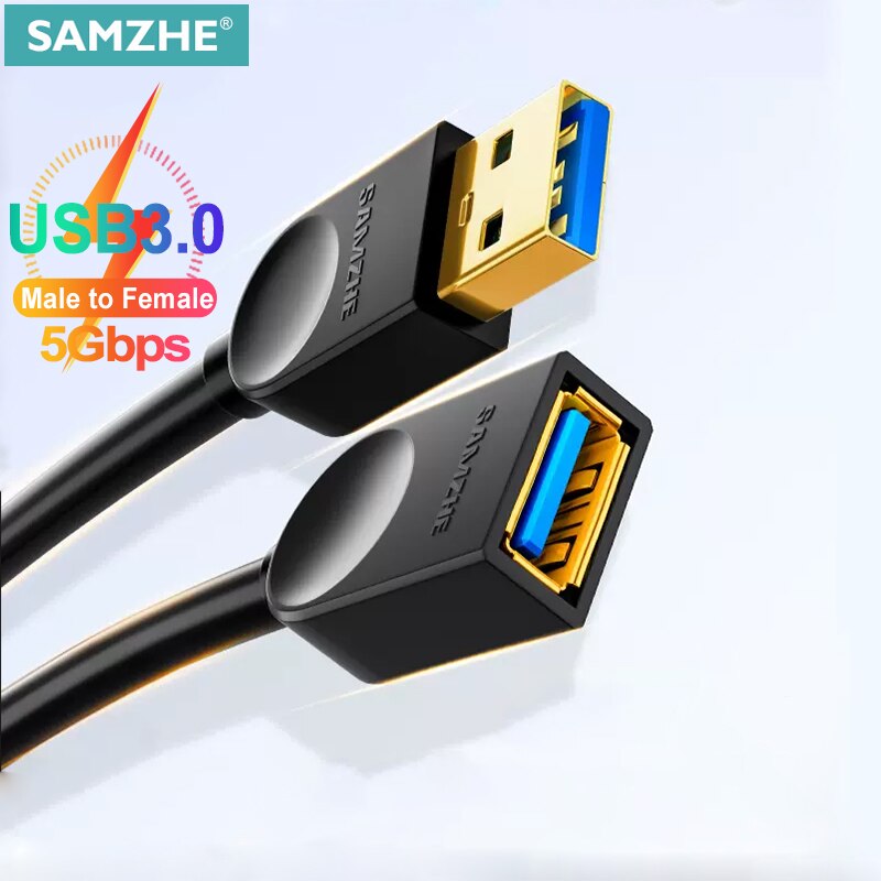 SAMZHE USB 3.0 Extension Male to Female 2.0 Extender Cable For PC TV PS4 Computer Laptop Extender