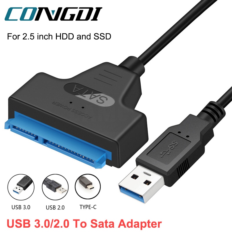 Congdi USB SATA 3 Cable Sata To USB 3.0 Adapter UP To 6 Gbps Support 2.5Inch External SSD HDD Hard Drive 22 Pin Sata III A25 2.0