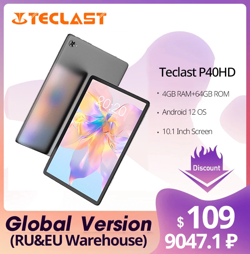 Teclast P40HD Tablet Android 12 Tablette Unisco T606 4GB RAM 64GB eMMC 10.1