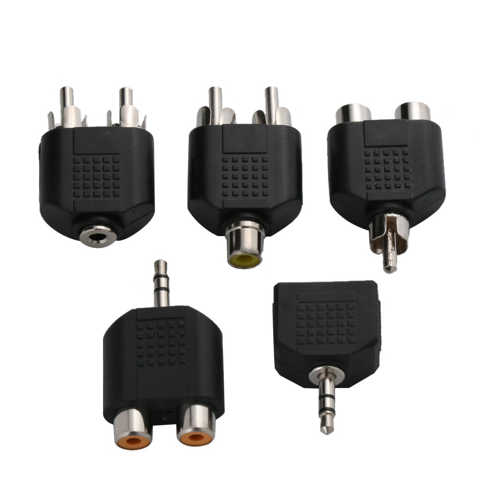 2pcs RCA Y Splitter AV Audio Video Plug Converter 1 Male to 2 Female Adapter Kit Lotus Color AV Jack RCA Plug To Double 5 Styles
