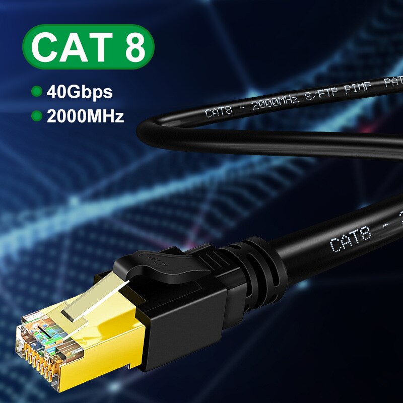 Tomtif 40Gbps Ethernet Cable 30m Rj45 Cat8 Lan Cable Double Shielded Wire CAT 8 7 2000MHz Network Cord For Laptops PS 4 Router