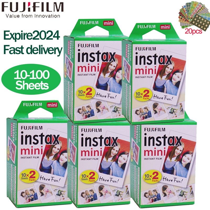 10/20/40/60/80/100 sheets Fujifilm Instax mini 11 9 3 Inch white Edge films for Instant Camera mini 8 7s 25 50s 90 Photo paper