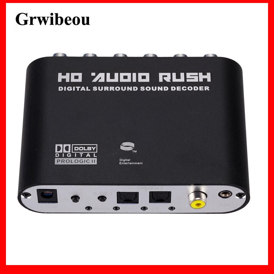 GRWIBEOU Digital to Analog 5.1 channel Stereo AC3 Audio Converter Optical SPDIF Coaxial AUX  to 6 RCA Sound Decoder Amplifier