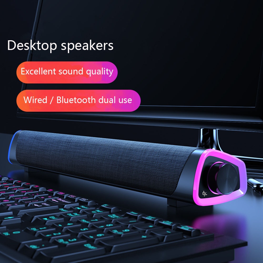 3D Computer Speakers Bluetooth 5.0 Wired Loudspeaker Surround Soundbar Speaker Stereo Subwoofer Sound bar for Laptop Notebook PC