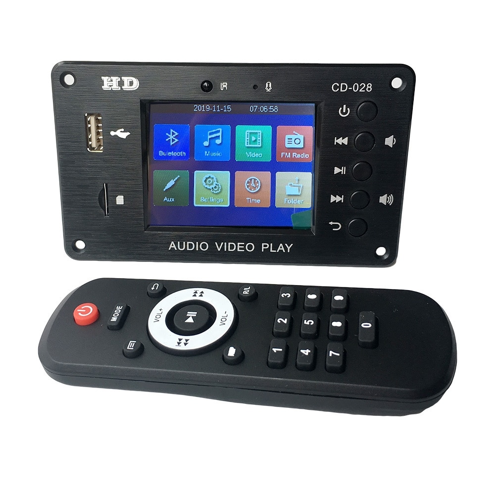 MP3 Decoder Board Bluetooth 5.0 Stereo Audio Receiver HD Video Player FLAC WAV APE Decoding FM Radio USB TF For Car Amplifier