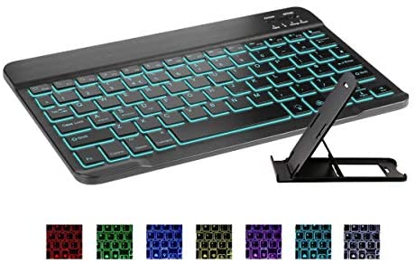 Portable Ultra-Slim 7 Colors Backlit Wireless Bluetooth Keyboard Compatible with tablet iphone and iOS Android Windows Devices