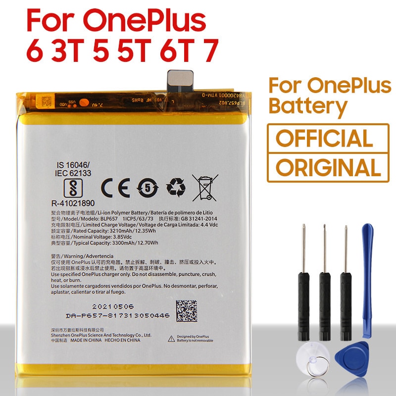 Original Replacement Battery For OnePlus 1 2 3T 5 5T 6 6T 7 7 Pro 7T 7T Pro BLP637 BLP685 BLP699 BLP743 BLP745 Phone Battery