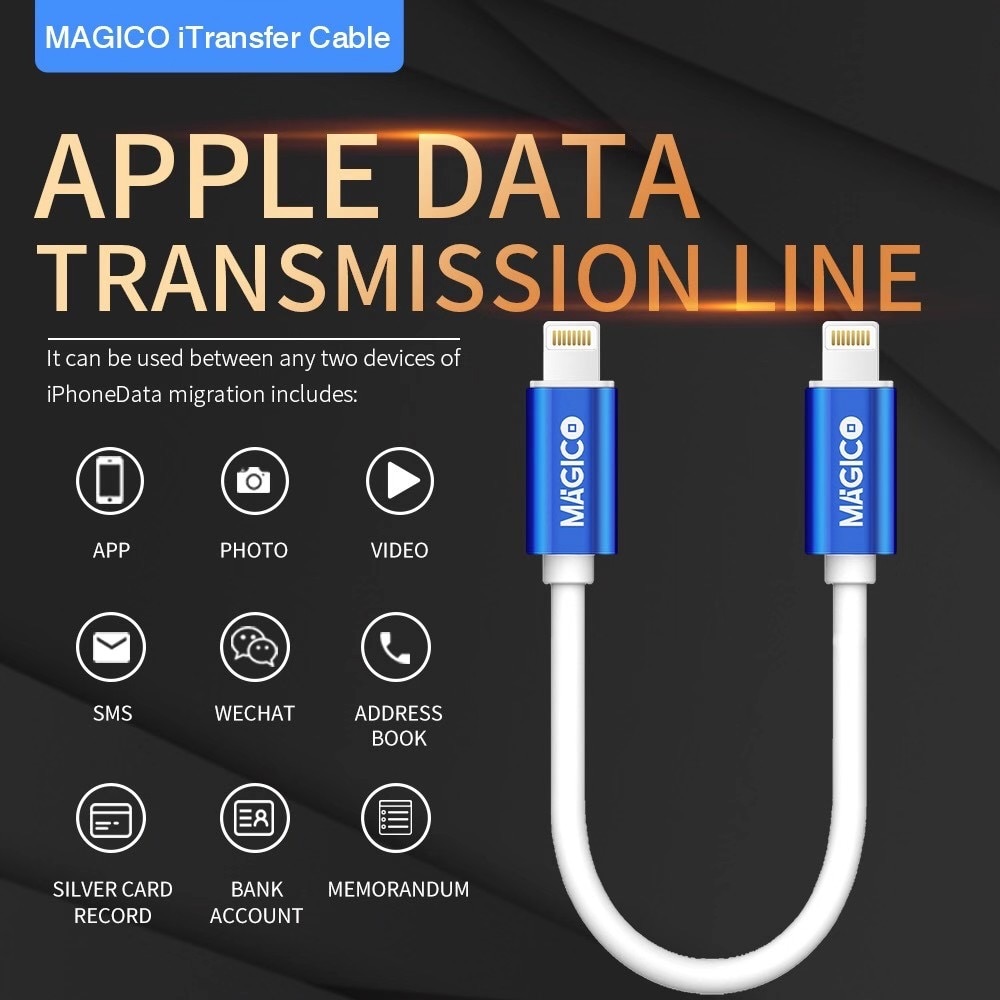 MAGICO  iTransfer Lightning To Lightning OTG Cable Data Picture File Transfer Easy Copy  For iPhone 6-12 Pro ipad IOS Device