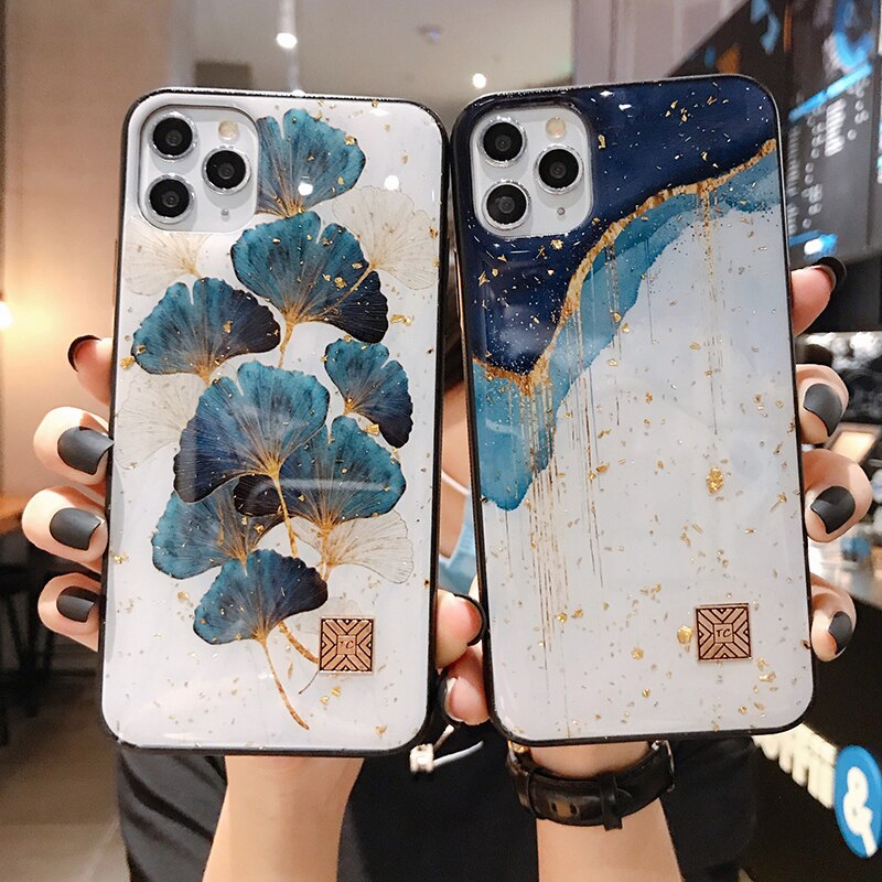 Chic Marble Gold Foil Phone Cases for iPhone 14 13 12 11Pro Max XR X 14 Plus Glitter Soft Silicone Cover for iPhone XS Max 