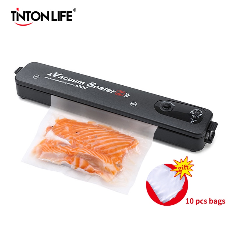 TINTON LIFE 220V/110V Vacuum Sealer Packaging Machine with Free 10pcs Vacuum bags Household Black Food Vacuum Sealer