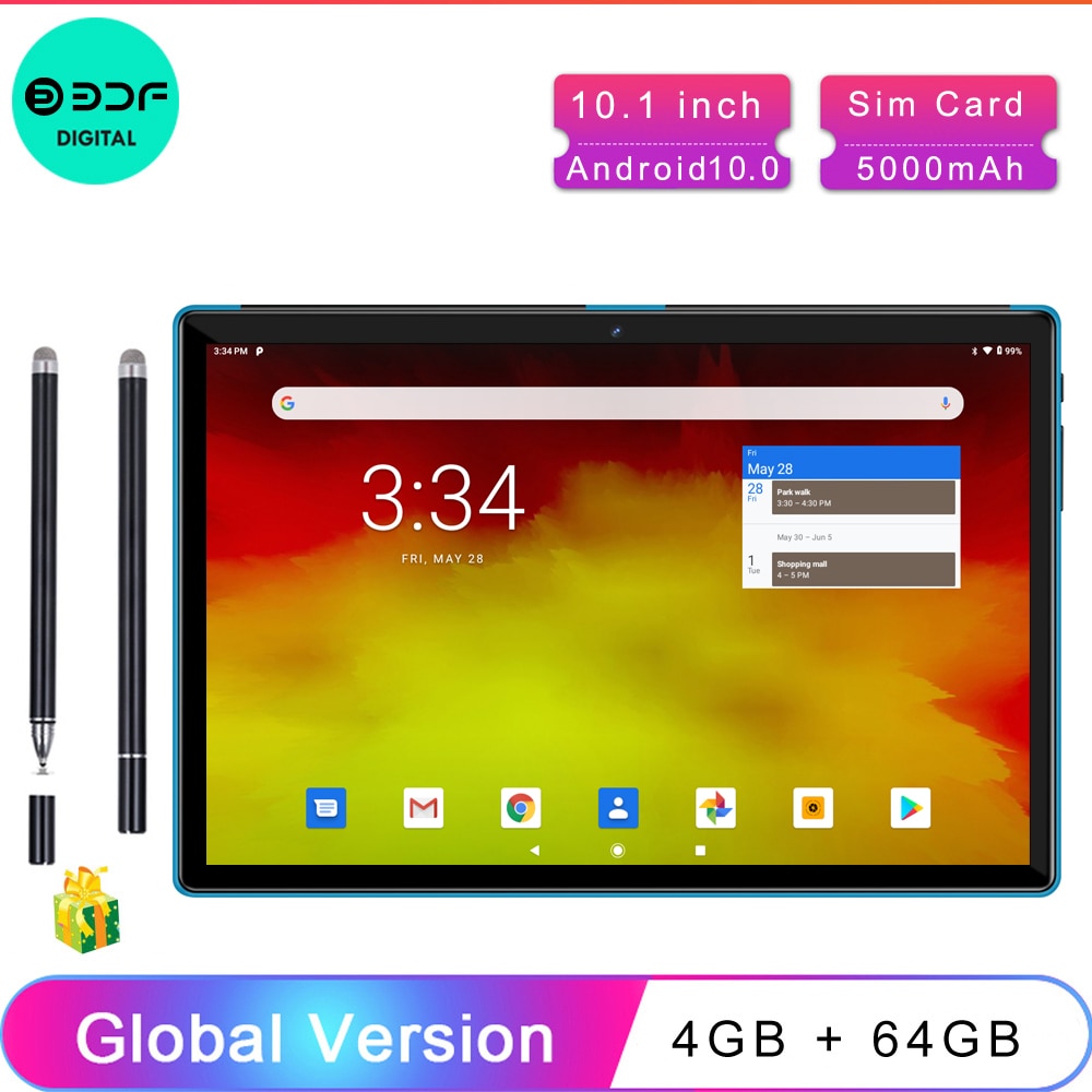 10.1 Inch Tablets Android 10.0 4GB + 64GB 4G Phone Call Smart Pc Android Tablet Android, Tablet Phone,Android tablette,Touch Pen