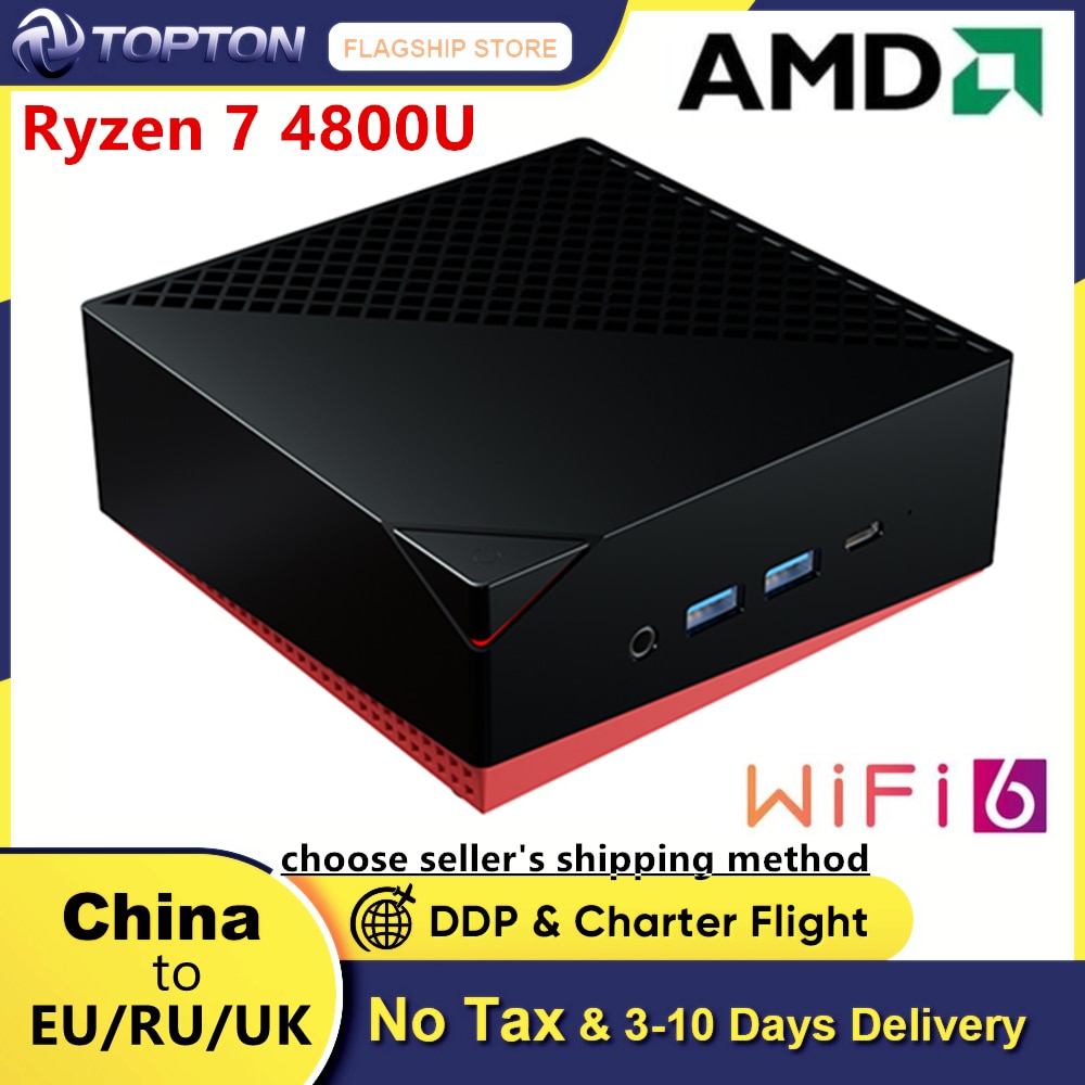 TOPTON NUC AMD Mini PC Ryzen 7 4800U 5600U Vega Graphic 2*DDR4 NVMe SSD Desktop Gaming Computer Windows 11 Pro 3x4K HTPC WiFi BT