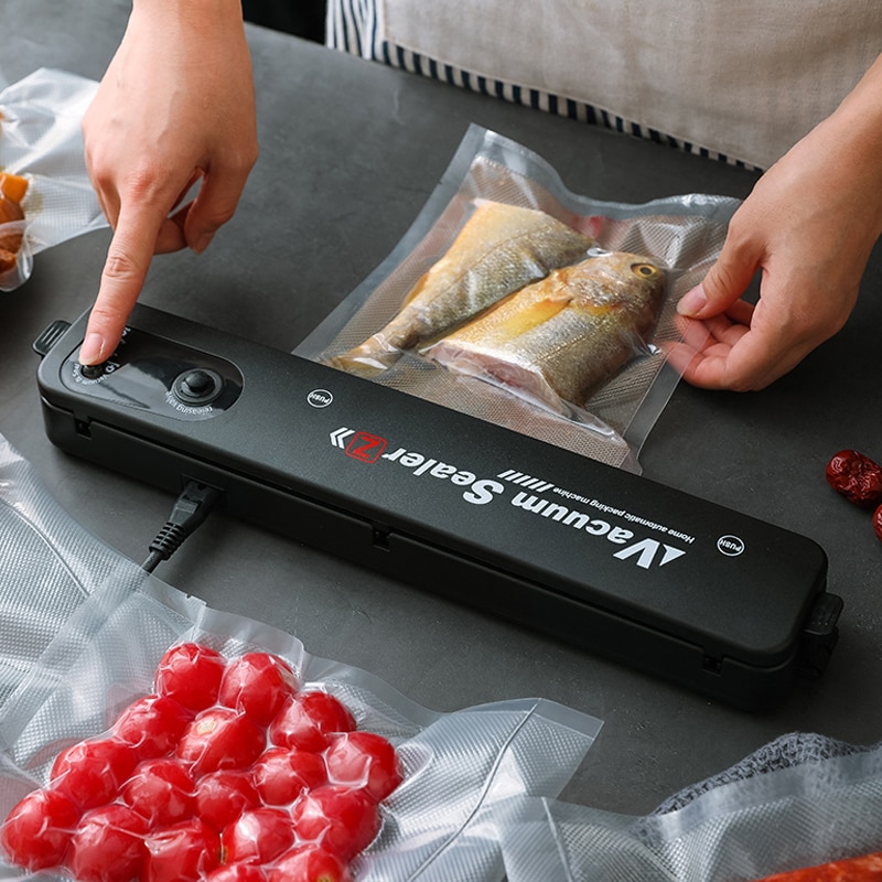 220V/110V Kitchen Vacuum Food Sealer Automatic Commercial Household Food Vacuum Sealer Packaging Machine with Bags for Choosing