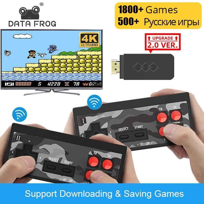 DATA FROG Video Game Build-in 1700+ NES Games Dandy Game Console Mini Game Stick 4K HD TV Retro Game Console Support 2 Players