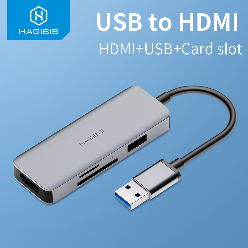Hagibis USB 3.0 to HDMI-compatible Adapter USB hub Video Converter HD  SD/TF card reader Converter for Windows 10/8.1/8/7 Mac OS