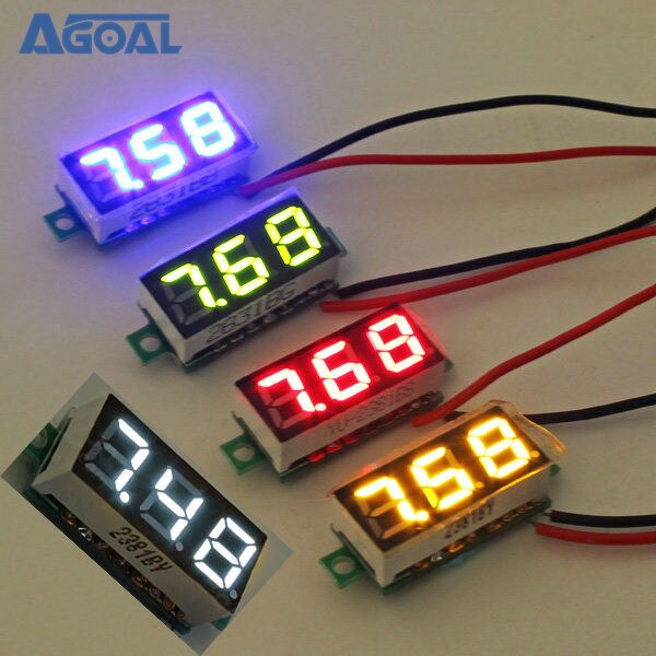 Small 0.28 Inch 2.5V-30V Mini Digital Voltmeter Voltage Tester Meter 5 Colors Red/white/blue/green/yellow