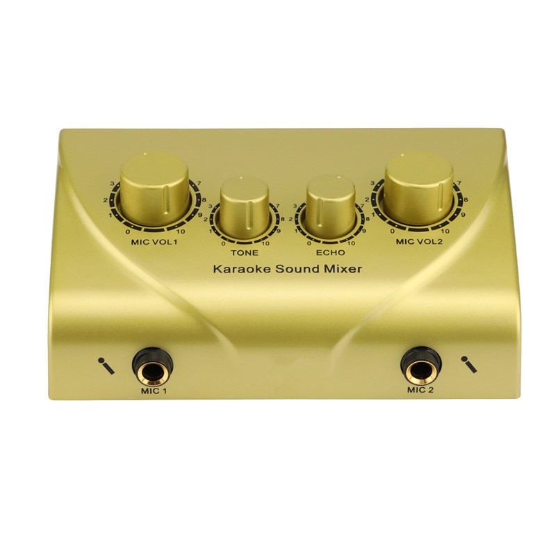 Hot-Portable Dual Mic Inputs Audio Sound Mixer For Amplifier & Microphone Karaoke Ok Mixer Black Eu Plug