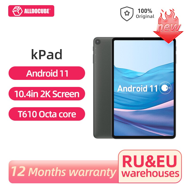 ALLDOCUBE kPad 10.4 Inch Tablet Android 11 Tablet PC 4GB RAM 64GB ROM UNISOC T610 2K Screen 4G Network Phone Call Kid Tablets