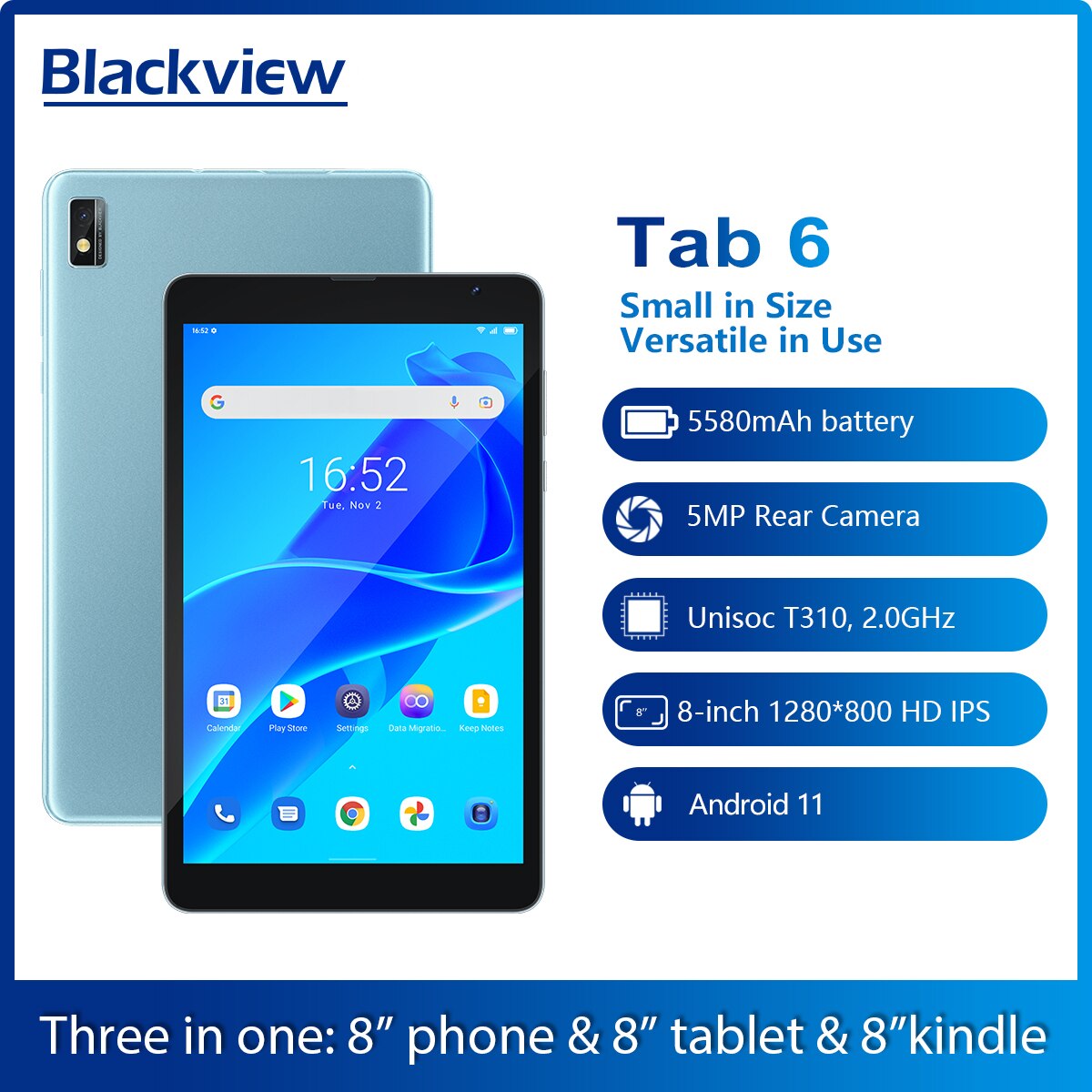 42€ sur Blackview Tab6 Tablette Tactile 8 Pouces Android 11,Dual 4G LTE+5G  WiFi,3Go+32Go/SD 256Go,5580mAh,5MP+2MP Tablette PC,Face ID/GPS/OTG - Or -  Tablette tactile - Achat & prix