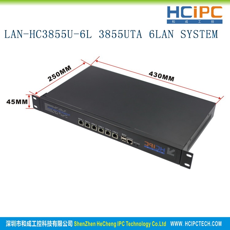 HCiPC LAN-HC3855U-6L 3855UTA 6LAN SYSTEM, Celeron 3855U 4G+64G 6LAN 1U Firewall  ,6LAN Firewall Motherboard