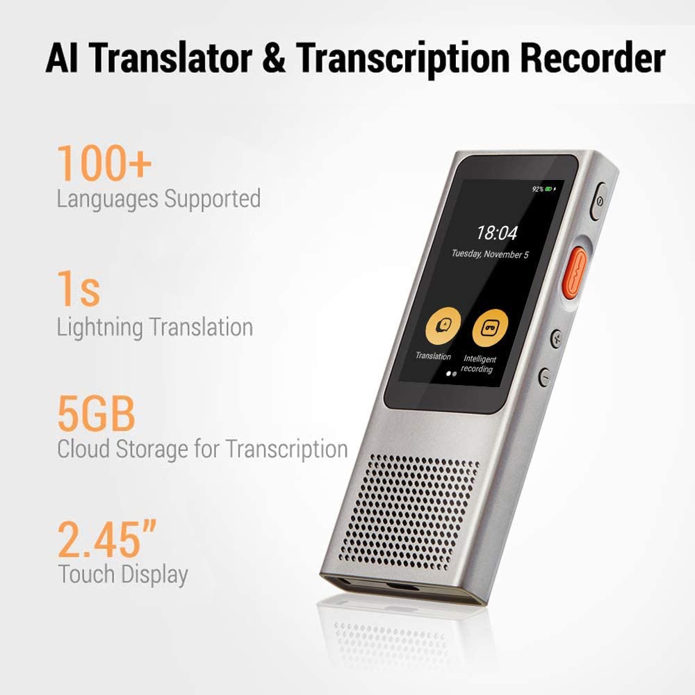 Original Langogo Digital Voice Translator and Recorder Dictation Machine with Speech-to-Text Transcription 100+  Languages